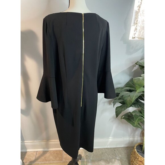 Jessica H Black Bell Sleeve Dress Size 14 94% Polyester 6% Spandex - Picture 6 of 16